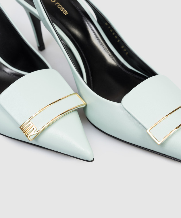 Sergio Rossi Зелені шкіряні слінгбеки з монограмою B14501MMVN13 зображення 5