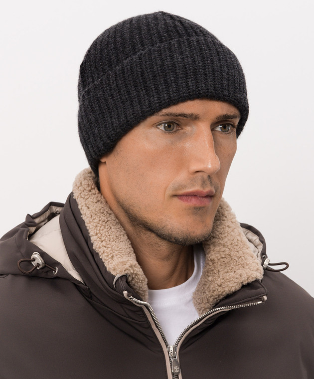 Brunello Cucinelli Темно-серая шапка из кашемира M2294920 изображение 2