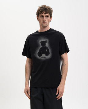 Palm Angels Черная футболка Spray Bear PMAA109S26JER001