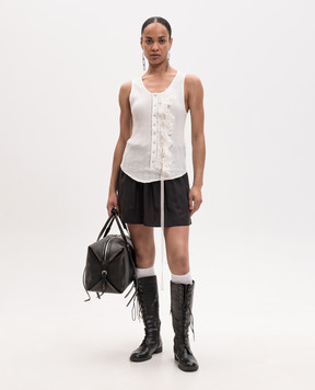 Ann Demeulemeester Білий топ Rase з рюшами B0013947FA736