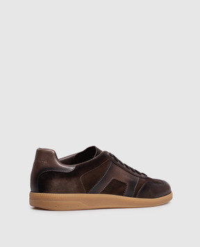 Santoni Коричневые замшевые кеды с винтажным эффектом MBPL22251FARTGEU