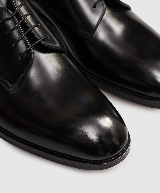 Santoni Черные кожаные глянцевые дерби MCJG18597PI5HNTG изображение 5