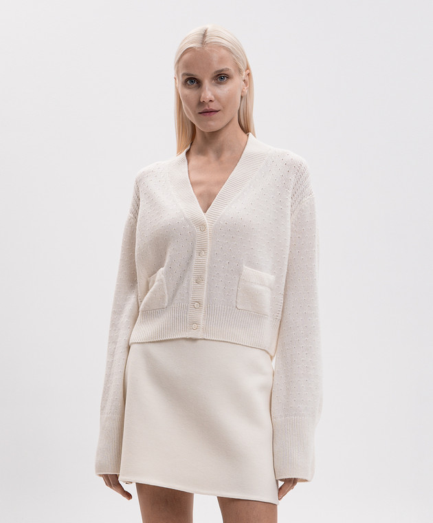 Ermanno Scervino Кардиган цвета айвори из кашемира D495N313JBV изображение 3