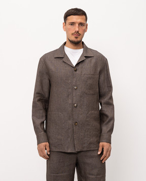 Canali Коричнева сорочка з льону AE0595831023