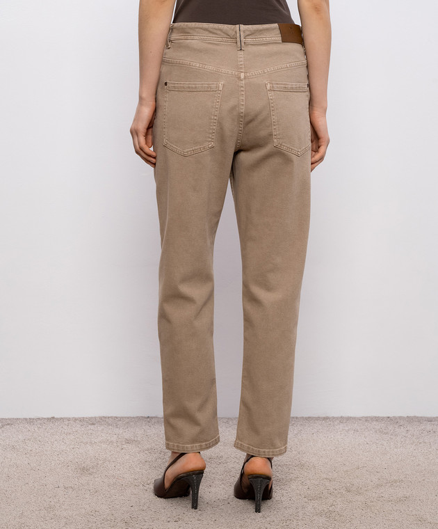 Brunello Cucinelli Бежеві джинси з патчем логотипа MB057P5319 зображення 4