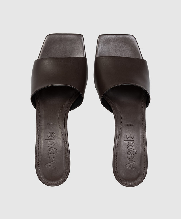 Aeyde Коричневі шкіряні мюлі Jessie HS0682001003126 зображення 4