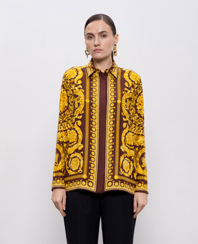 Versace Коричнева блуза із шовку Barocco 10013601A04236