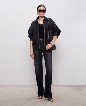 Versace Чорна джинсова куртка з кристалами 10230671A16477