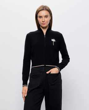 Palm Angels Чорний кардиган з вовни з вишивкою логотипа PAWHK001KN001