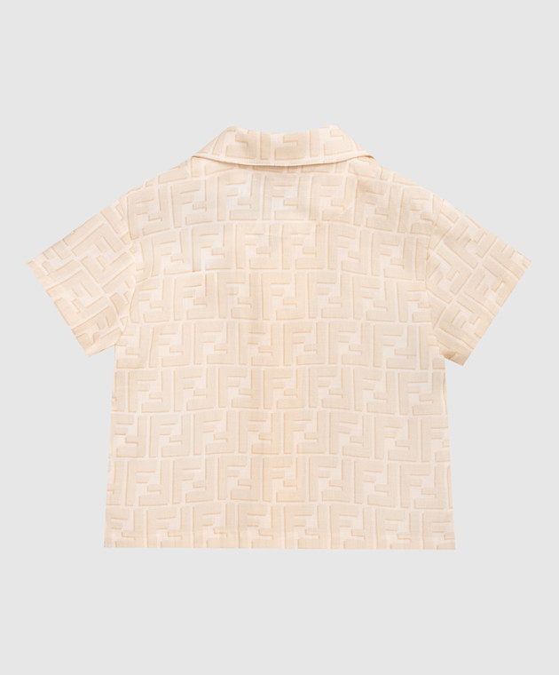 Fendi Детская бежевая рубашка из льна с вышивкой логотипа BUC013AY8C изображение 2