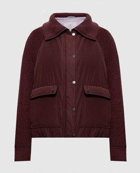 Brunello Cucinelli Бордовая пуховая куртка с шерстью и кашемиром MH5257294P
