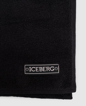Iceberg Чорний махровий рушник з візерунком логотипа ICE26MTW01