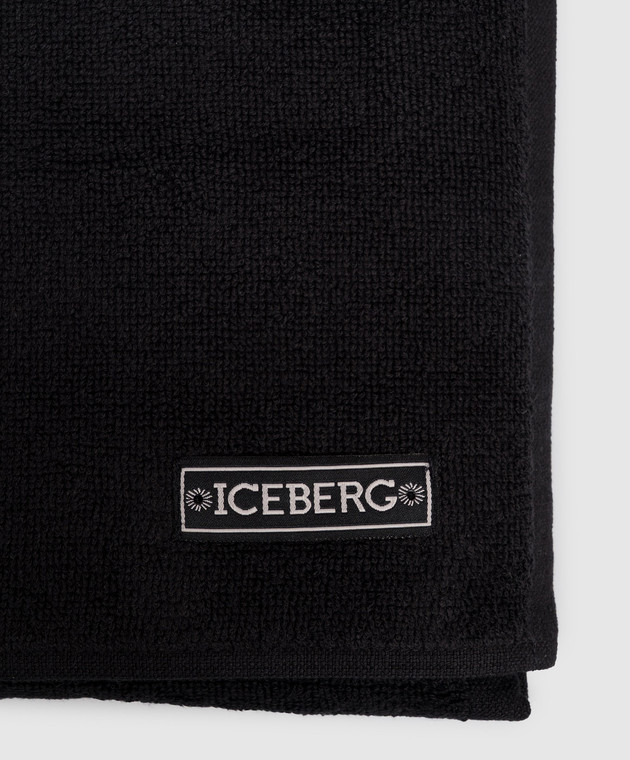 Iceberg Чорний махровий рушник з візерунком логотипа ICE26MTW01 зображення 2