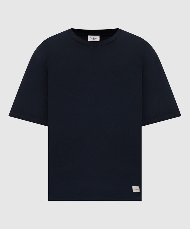 Saint Laurent Синяя футболка с нашивкой 798933Y37RY