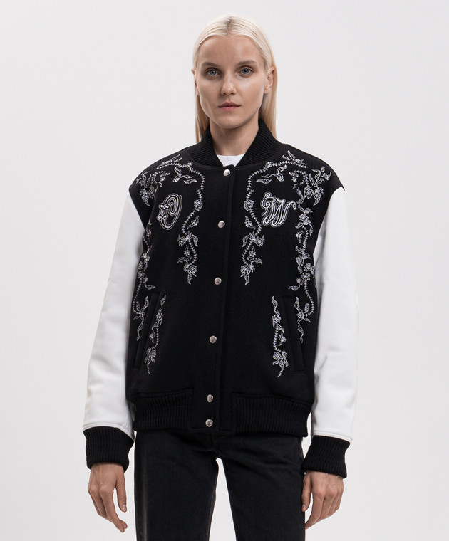 Off-White Черный комбинированный бомбер 2FG00404T изображение 3
