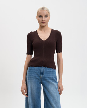 Twinset Коричневый топ с логотипом 261TT3123