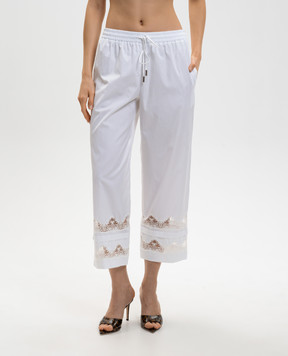 Ermanno Scervino Білі штани з мереживом D482P373APBQP