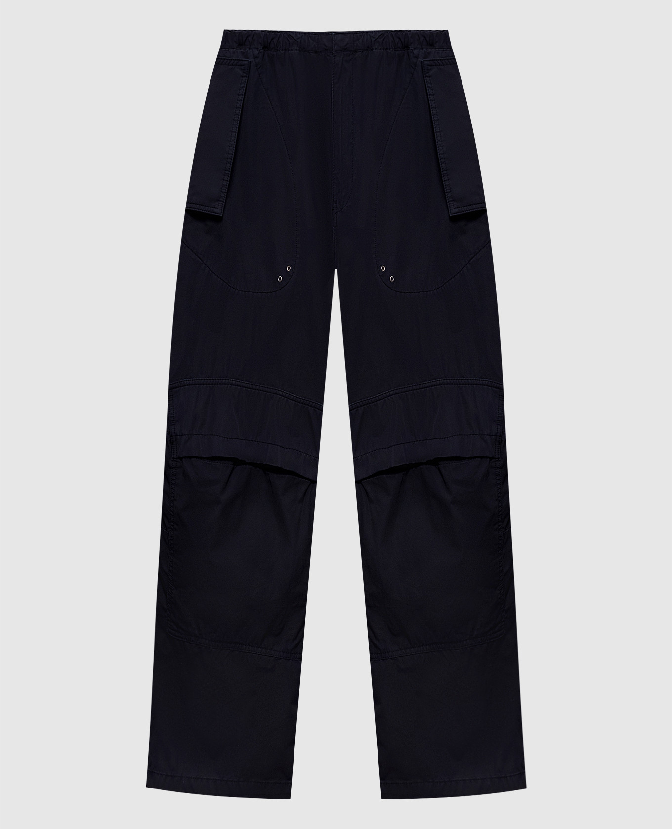 

Синий карго с вышивкой логотипа, Черный, Широкие брюки