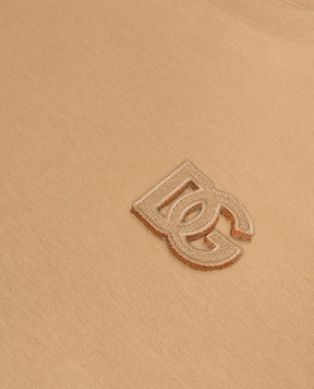 Dolce&Gabbana Дитяча коричнева футболка з нашивкою монограми L4JTHVG7PSJ26