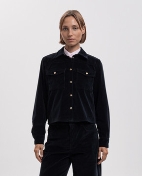 Max Mara Синяя вельветовая рубашка RIVOLO MSTRIVOLO