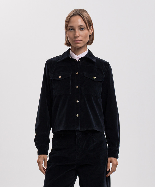 Max Mara Синя вельветова сорочка RIVOLO MSTRIVOLO зображення 3