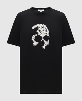 Alexander McQueen Чорна футболка в принт Skull 857145QTAEG