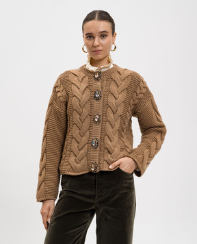 La DoubleJ Коричневий кардиган Portrait з вовною і кашеміром PUL0211KNI120VA271