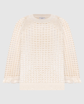 Peserico Бежевий ажурний джемпер з паєтками та бахромою A99047F0709110