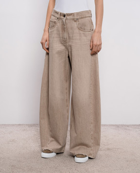 Brunello Cucinelli Бежеві палацо з патчем логотипа MA095P4059