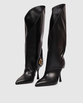 Balmain Черные кожаные сапоги Twist FN1TA144LVIT