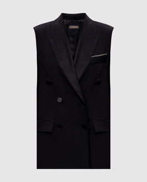 Peserico Чорний двобортний жилет з вовни E038505815A