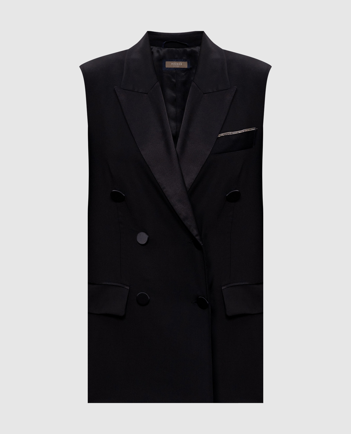 

Черный двубортный жилет из шерсти, Костюмные