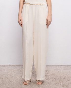 Fabiana Filippi Штани кольору айворі із шовком з ланцюжком моніль PAD276F336M187