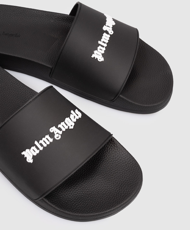 Palm Angels Чорні слайдери з фактурним логотипом PMIC017S26MAT004 зображення 5