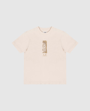 C.P. Company Детская бежевая футболка в принт C7M00LLAA1748