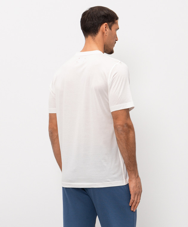 Kiton Біла футболка з вишивкою логотипа UMK1274 зображення 4