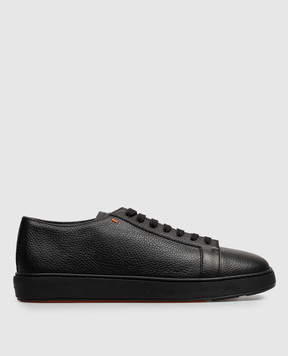 Santoni Черные кожаные кеды MBCD21532NEARAYD