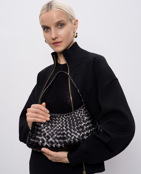 Dragon Черная кожаная плетеная сумка Rosanna DGS68943