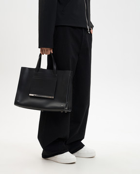 Heliot Emil Чорна шкіряна сумка-тоут VESPERA з логотипом 15077