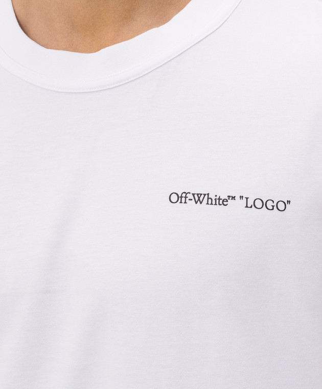 Off-White Белая футболка с принтом Logo 44MAA16MF26J00L изображение 5