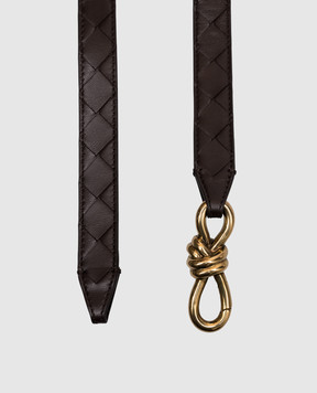 Bottega Veneta Коричневий шкіряний регульований ремінь з плетінням 855245VCPP5
