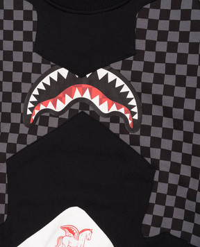 Sprayground Детский черный свитшот в клеточку SPY1382GREY