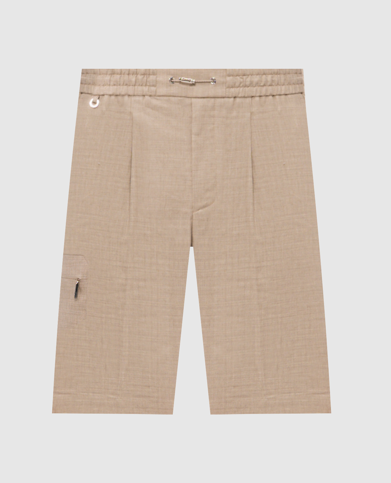Бежевые шорты из льна и шерсти