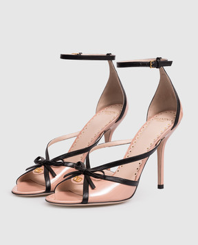 Valentino Рожеві шкіряні лаковані босоніжки Bepointy 8W2S0NY6DAL