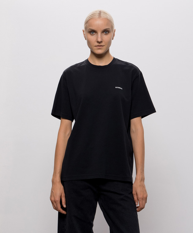 Vetements Чорна футболка з принтом логотипа MH27TR161Bw зображення 3