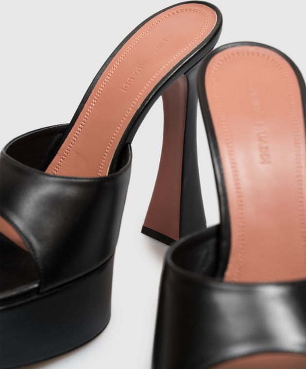 Amina Muaddi Черные кожаные мюли Dalida C9S357123DAL изображение 5