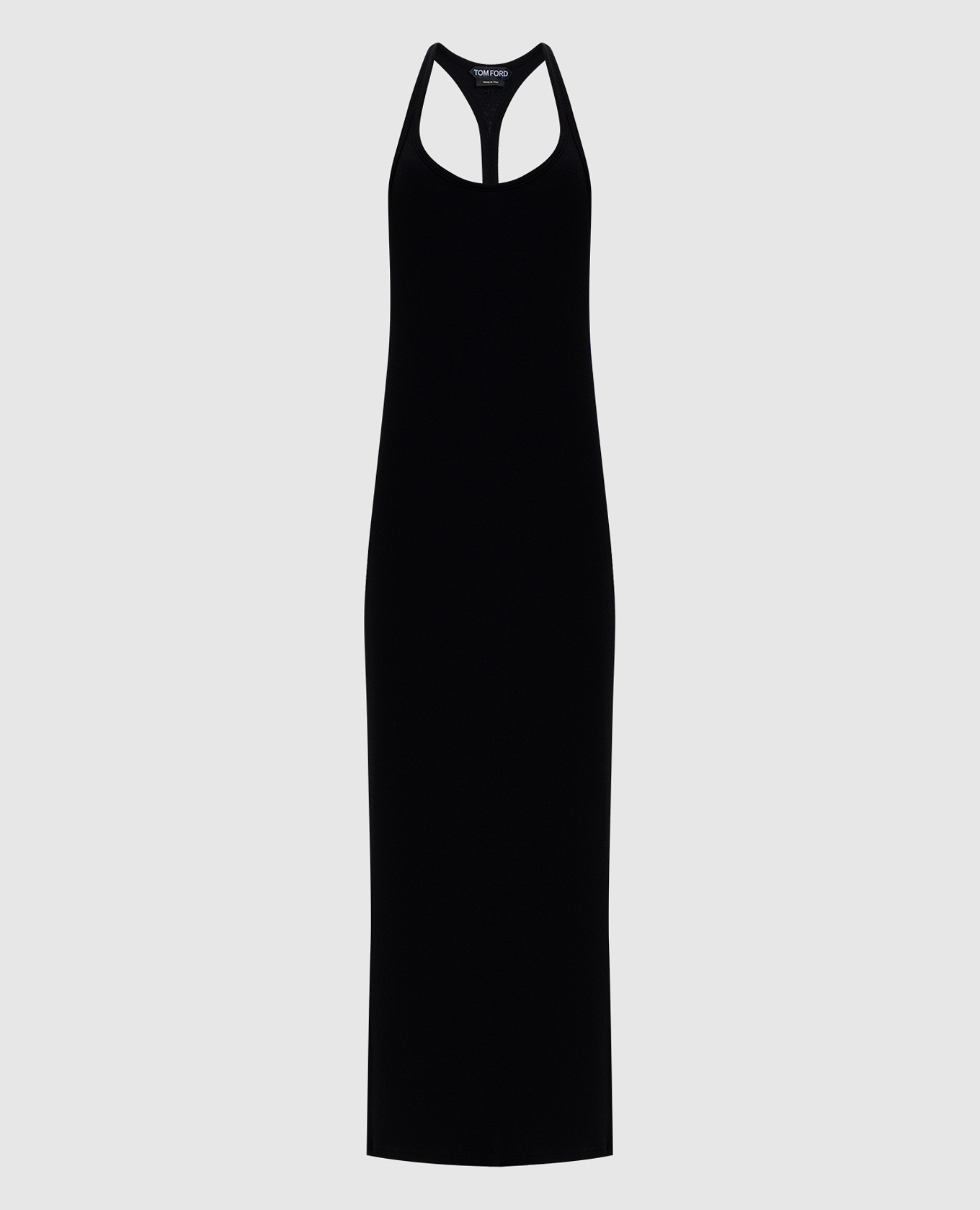 Черное платье в рубчик