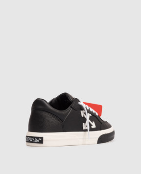 Off-White Чорні шкіряні кросівки Vulcanized з емблемою OWIA288C99LEA002