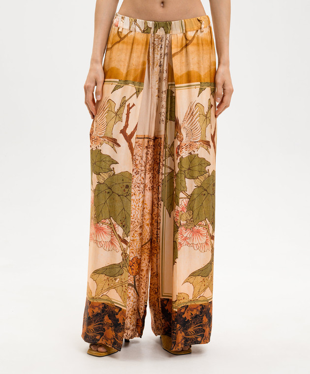 Masnada Бежеві штани в брендовий принт 8063 зображення 3