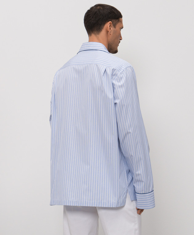 Dolce&Gabbana Блакитна сорочка в піжамному стилі в смужку G5OI9TFR510 зображення 3